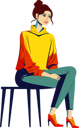 پیش‌نمایش فایل beautiful-woman-sitting-on-stool-8623361 از پک شخصیت‌های زنان جوان.