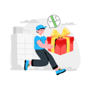 پیش‌نمایش فایل delivery-boy-holding-gift-box-and-doing-gift-delivery-9277067 از پک تحویل غذا