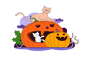 پیش‌نمایش فایل cats-and-pumpkins-10049028 از پک هالووین
