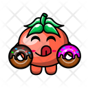 پیش‌نمایش فایل cute-tomato-eating-a-doughnut-4443274 از پک گوجه فرنگی بامزه