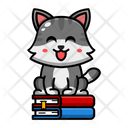 پیش‌نمایش فایل cute-cat-sitting-book-4445711 از پک گربه بامزه