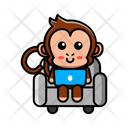 پیش‌نمایش فایل cute-monkey-sitting-on-couch-4452753 از پک میمون بانمک