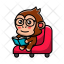 پیش‌نمایش فایل cute-monkey-sitting-reading-a-book-4460810 از پک میمون بانمک