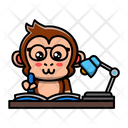 پیش‌نمایش فایل cute-monkey-studying-with-table-lamp-4460811 از پک میمون بانمک