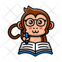 پیش‌نمایش فایل cute-monkey-writing-on-book-4460815 از پک میمون بانمک