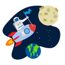 پیش‌نمایش فایل astronaut-flying-on-rocket-3598527 از پک علم و آموزش