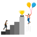 پیش‌نمایش فایل businessman-climbs-the-hurdles-and-other-businessman-fly-in-balloons-to-get-trophies-3984798 از پک کسب و کار