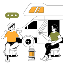 پیش‌نمایش فایل couple-talking-while-sitting-outside-campervan-9015073 از پک مسافرت و تعطیلات