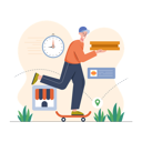 پیش‌نمایش فایل pizza-delivery-boy-on-skateboard-4279226 از پک رستوران