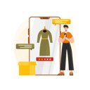 پیش‌نمایش فایل customer-giving-a-review-on-online-store-4498478 از پک تجارت الکترونیک