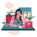 پیش‌نمایش فایل woman-dreaming-while-working-5558159 از پک مردم در حال رویاپردازی