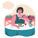 پیش‌نمایش فایل young-girl-thinking-while-eating-in-restaurant-5558162 از پک مردم در حال رویاپردازی