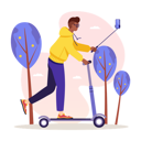 پیش‌نمایش فایل bloggers-riding-on-kick-scooter-5594172 از پک پخش آنلاین