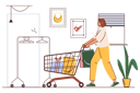 پیش‌نمایش فایل woman-with-cart-chooses-goods-and-makes-purchases-in-the-store-5983954 از پک فعالیت افراد