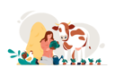 پیش‌نمایش فایل female-farmer-with-hen-and-cow-8566798 از پک متفرقه