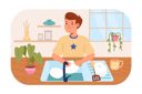 پیش‌نمایش فایل boy-cleaning-dish-in-basin-8602821 از پک فعالیت‌های کودکان