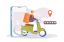 پیش‌نمایش فایل courier-on-moped-delivers-food-12163159 از پک متفرقه