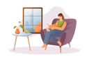 پیش‌نمایش فایل young-girl-reading-a-book-sitting-by-window-12163172 از پک متفرقه