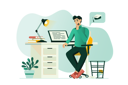 پیش‌نمایش فایل male-student-getting-online-education-while-staying-at-home-12163244 از پک متفرقه