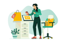 پیش‌نمایش فایل young-girl-orders-clothes-with-discounts-in-online-store-12163260 از پک متفرقه