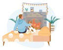 پیش‌نمایش فایل boy-and-pet-dog-sitting-in-front-of-fireplace-4379654 از پک مردم روی تخت