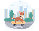 پیش‌نمایش فایل dog-riding-skateboard-in-garden-4379656 از پک مردم همراه حیوان خانگی