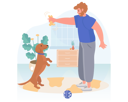 پیش‌نمایش فایل man-doing-catching-practice-with-teddy-4379672 از پک مردم همراه حیوان خانگی