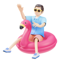 پیش‌نمایش فایل man-sitting-on-flamingo-ring-8365844 از پک تعطیلات تابستانی