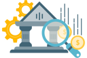 پیش‌نمایش فایل bank-building-and-magnifying-glass-10303806 از پک مالی