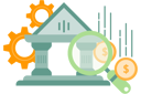 پیش‌نمایش فایل bank-building-and-magnifying-glass-11449252 از پک مالی