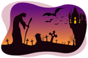 پیش‌نمایش فایل haunted-witch-walking-in-graveyard-2761968 از پک هالووین