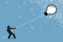 پیش‌نمایش فایل businessman-pulling-a-flying-floating-light-bulb-on-a-string-1841733 از پک کسب و کار