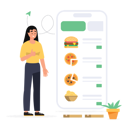 پیش‌نمایش فایل girl-is-reading-online-menu-card-10180385 از پک سفارش غذا