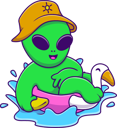 پیش‌نمایش فایل alien-floating-with-flamingo-balloon-10506487 از پک بیگانه