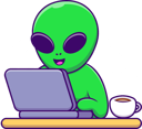پیش‌نمایش فایل alien-working-on-laptop-10506486 از پک بیگانه