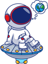 پیش‌نمایش فایل astronaut-sitting-on-ufo-11041660 از پک فضانورد