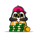 پیش‌نمایش فایل rich-penguin-holding-money-bag-11423568 از پک حیوان