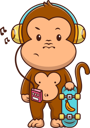 پیش‌نمایش فایل monkey-listening-to-music-and-holding-skateboard-11989320 از پک میمون