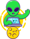 پیش‌نمایش فایل alien-playing-laptop-with-moon-12121769 از پک بیگانه