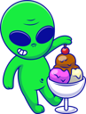 پیش‌نمایش فایل alien-putting-cherry-on-top-of-a-ice-cream-12122271 از پک غذای بیگانه