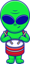 پیش‌نمایش فایل alien-playing-marching-drum-12189238 از پک بیگانه