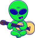 پیش‌نمایش فایل alien-sit-and-playing-guitar-12189240 از پک بیگانه