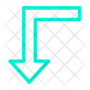 پیش‌نمایش فایل turn-left-down-22 از پک جهت و پیکان‌ها – سبک خطی رنگی