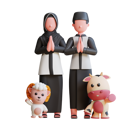 پیش‌نمایش فایل muslim-family-praying-with-pets-5635189 از پک کاراکتر عید قربان