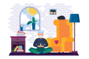 پیش‌نمایش فایل grandfather-doing-yoga-at-home-3536015 از پک کیت فعالیت خانگی
