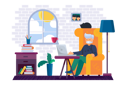 پیش‌نمایش فایل grandfather-working-on-computer-at-home-3536013 از پک کیت فعالیت خانگی