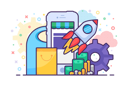 پیش‌نمایش فایل mobile-sale-store-launching-application-vector-4154516 از پک فناوری اطلاعات و فعالیت آنلاین