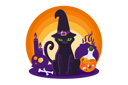 پیش‌نمایش فایل halloween-witch-cat-6684109 از پک مهمانی هالووین