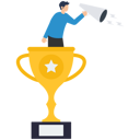 پیش‌نمایش فایل businessman-telling-success-story-with-megaphone-on-winner-trophy-7708523 از پک کسب و کار