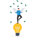 پیش‌نمایش فایل rich-businessman-with-angel-wings-on-lightbulb-idea-with-money-banknote-8240698 از پک کسب و کار